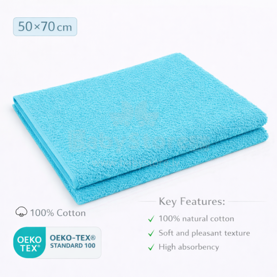 Bebe Basic Cotton Baby Towel  Art.285902 Light Blue Bērnu kokvilnas frotē dvielis 50x70cm (100% kokvilna)