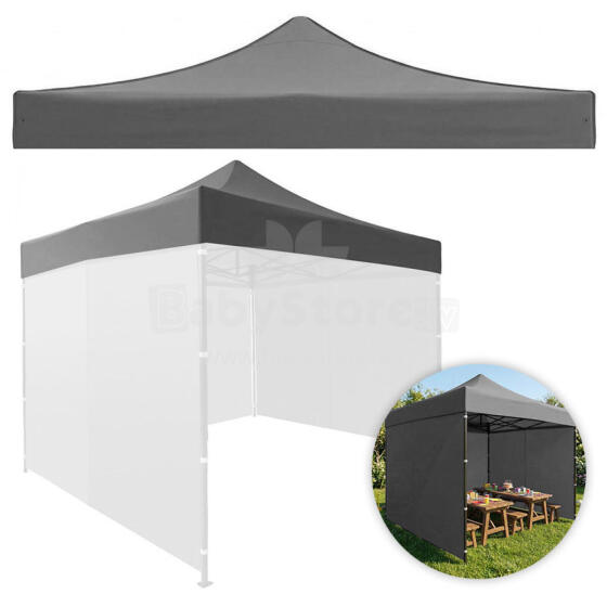 Jumta pārklājs 3x3 m dārza paviljonam 420D PVC, pelēks, MultiGarden