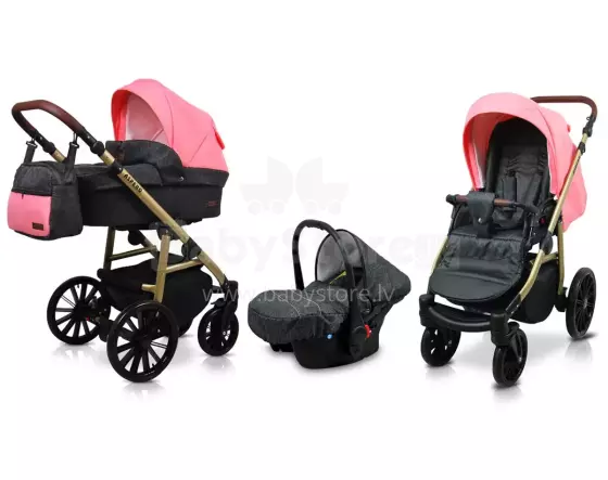 Babylux Aspero Art.286102 Black Coral Universal 3-in-1 stroller