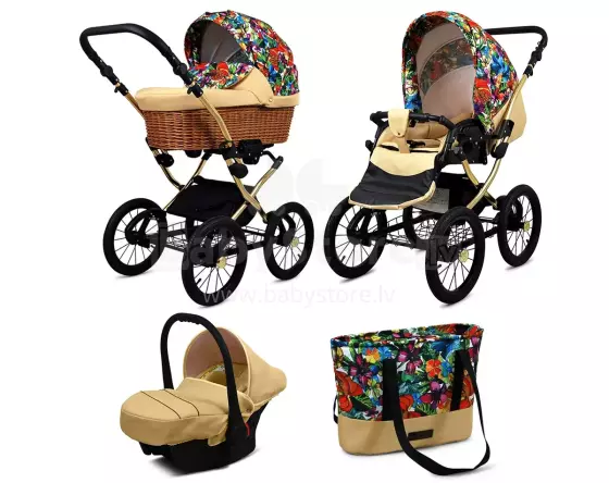 Babylux Classic Art.286132 Jungle Flowers  Детская классическая коляска 3 в 1