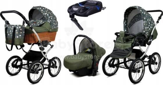 Babylux Classic Art.286136 Olive Stars Bērnu klasiskie ratiņi 3 vienā