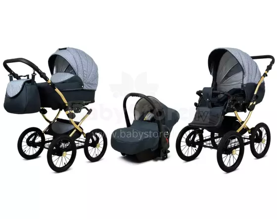 Babylux Margaret Gold Art.286156 Grey Magic   Детская классическая коляска 3 в 1