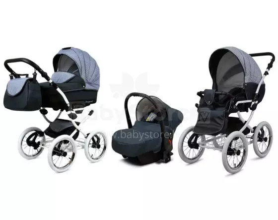 Babylux Margaret White Art.286167 Magic Grey Classic 3-in-1 baby stroller