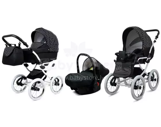 Babylux Margaret White Art.286172 White Dots Classic 3-in-1 baby stroller