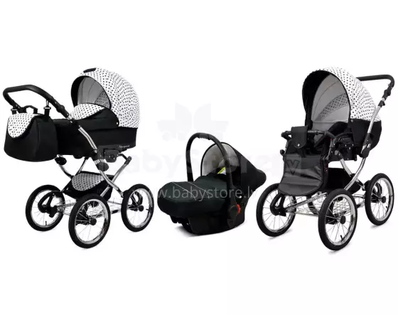Babylux Margaret Exclusive Art.286174 Black Dots Classic 3-in-1 baby stroller