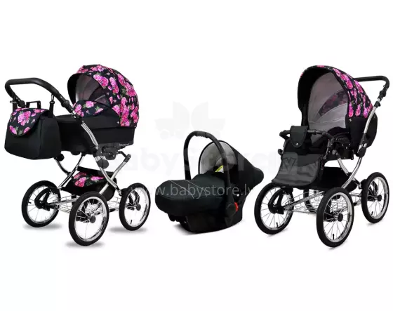 Babylux Margaret Exclusive Art.286176 Bouguests Peony Детская классическая коляска 3 в 1
