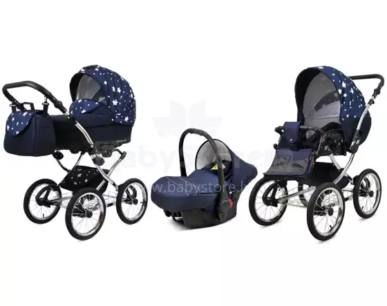 Babylux Margaret Exclusive Art.286182 Navy Blue Star  Classic 3-in-1 baby stroller