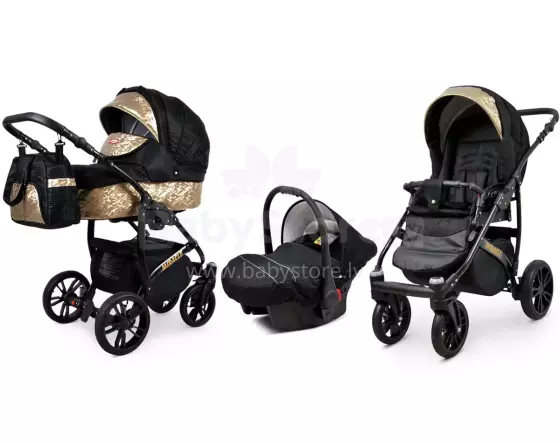 Babylux Miracle Art.286324 Black Deluxe Universal 3-in-1 stroller
