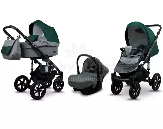 Babylux Sky Lark Art.286436 Grey Flex Green Universālie rati/ratiņi 3 in1