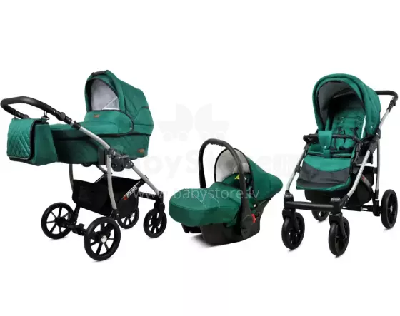 Babylux Qbaro Art.286462 Bottle Green Universālie rati/ratiņi 3 in1