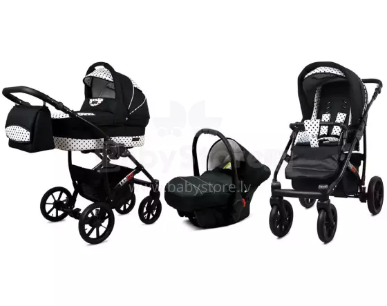 Babylux Largo Art.286474 Black Dots Универсальная коляска 3 в 1