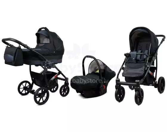 Babylux Largo Art.286475 Black Grey Универсальная коляска 3 в 1