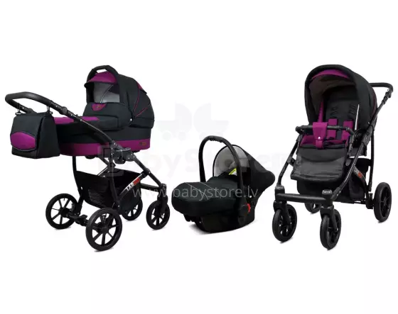 Babylux Largo Art.286476 Black Purple Универсальная коляска 3 в 1
