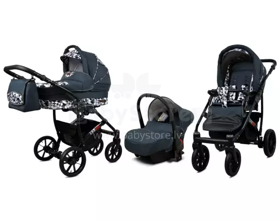 Babylux Largo Art.286484 Grey Geometric Универсальная коляска 3 в 1