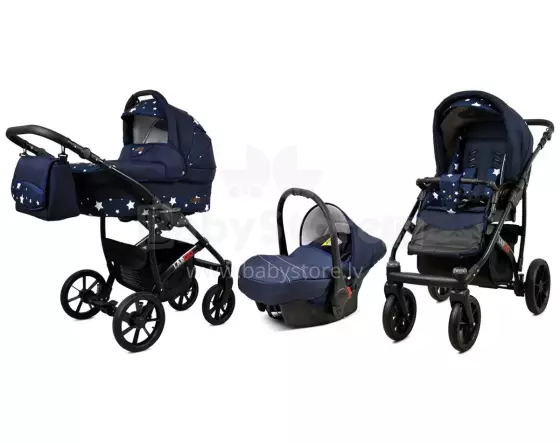 Babylux Largo Art.286487 Navy Blue Stars Universālie rati/ratiņi 3 in1