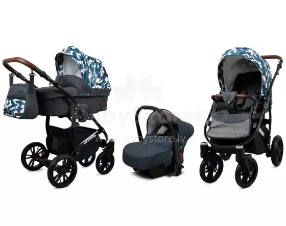 Babylux Optimal Art.286499 Grey Moro Универсальная коляска 3 в 1