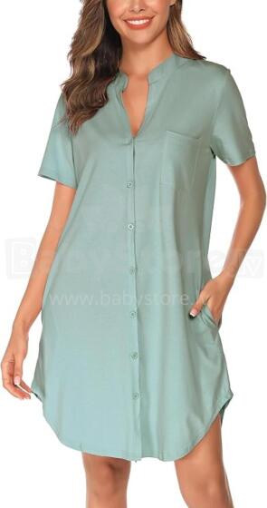 Italian Fashion Nightdress Art.286684 Light Green Ночная рубашка для беременных / кормления на пугвицах