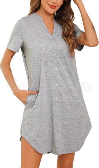Italian Fashion Nightdress Art.286685 Light Grey Ночная рубашка для беременных / кормления на пугвицах