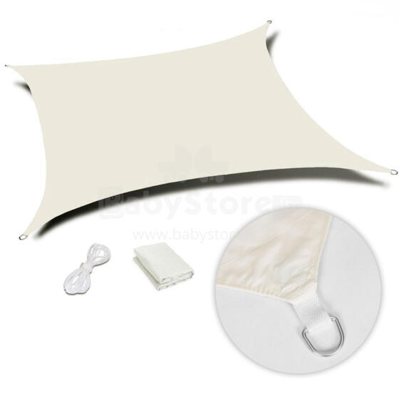 Square sunshade sail, waterproof canopy, 4x4 m, beige, MultiGarden