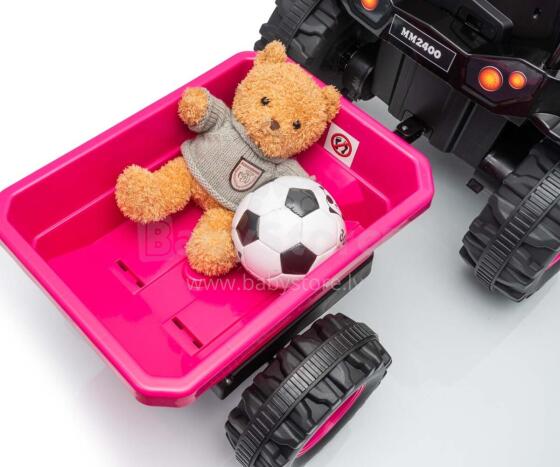 MILLY MALLY 6939 Akumulatora traktors ar piekabi Farmer rozā