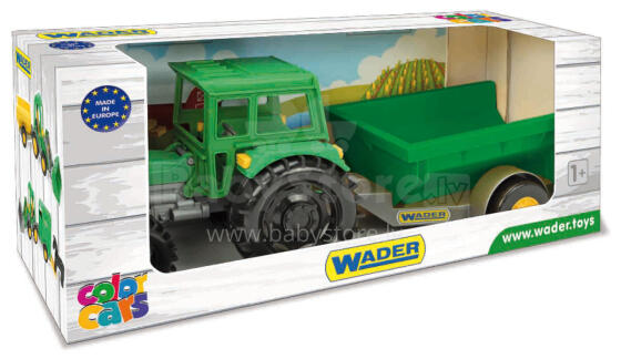 WADER 35022 Tractor Farmer with Trailer in a Box