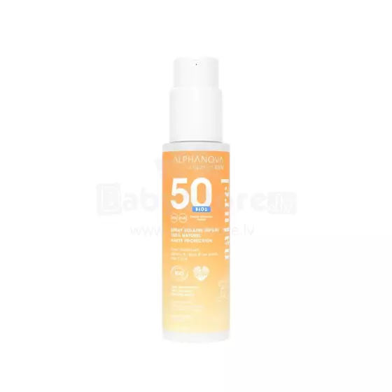 Alphanova Sun Art.287563 dabīgs minerālfiltru bērnu saules aizsargsprejs jutīgai ādai ar vaniļas piena kokteiļa aromātu SPF50, 100g