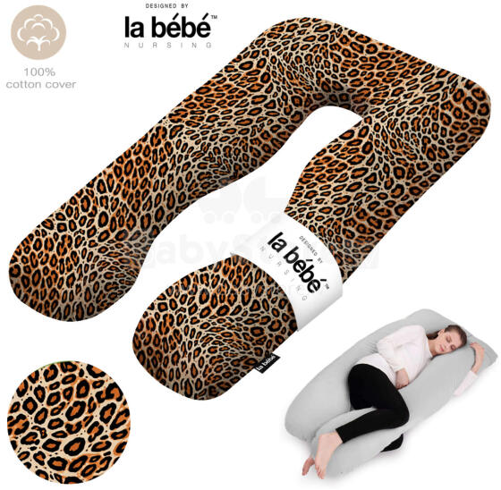 La Bebe™ Cushy Maternity Pillow Art. 5-170 Wild Life. Daudzfunkcionāls spilvens grūtniecēm (U Shaped), sintepona pildīšana, 155x80cm
