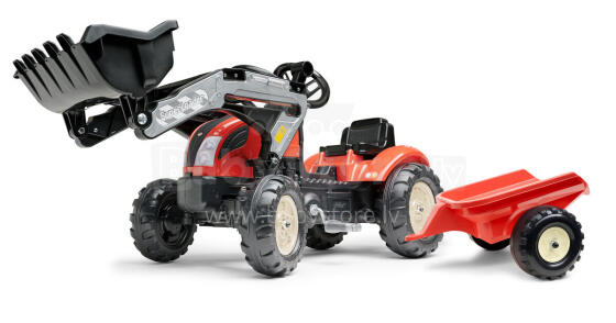 Falk pedaalidega traktor kopa ja käruga