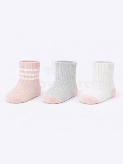 NOVITI SB175-G-01 Bērnu zeķes meitenēm šaurā svītrā maisījums 6-12m