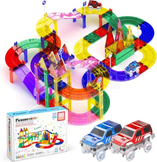 PICASSO TILES Magnetic constructor Race track 80 pcs., PTR80