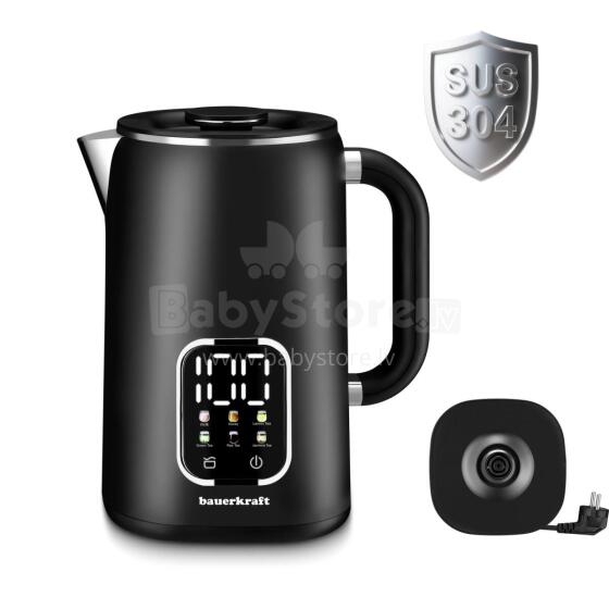 Cordless electric kettle 1.7L smart with temperature control, rotating base, black