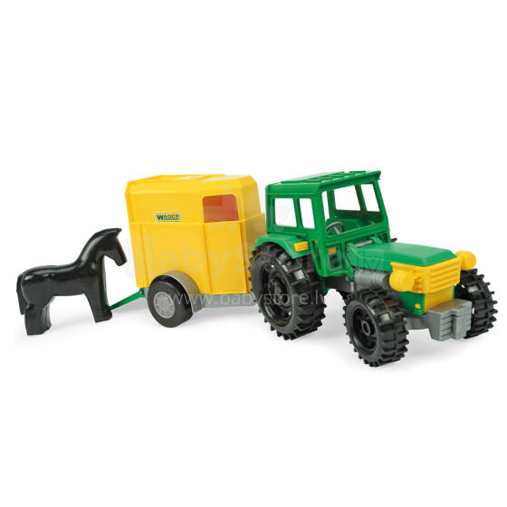 WADER 35023 Farmer tractor with horse trailer in a box