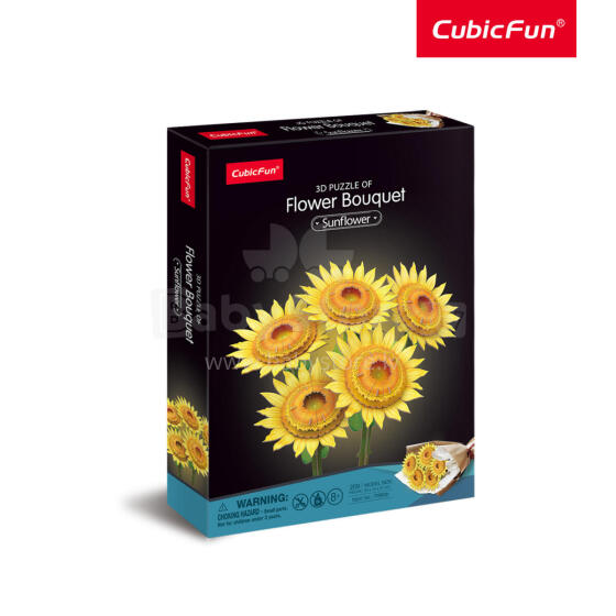 CUBICFUN 3D puzle ziedu pušķis - saulespuķes