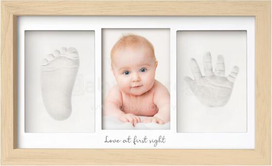 Baby Handprint and Footprint Maker Set Art for Baby Art.288168 Natural  Рамочка тройная деревянная