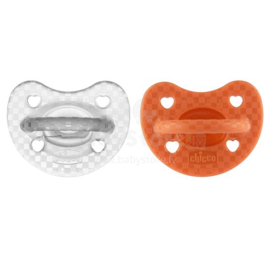 Chicco Silicone Physio Soft Art.288262 Mix Color  Соска безопасная для сна,силиконовая, литая, 0 м+,2 шт