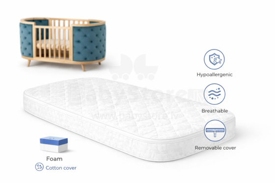 La Bebe™ Boho Bed Art.288281 Komfortabls ovāls bērnu porolona matracis/matracītis 68x134x9cm (Saderīgs ar Ingvart)