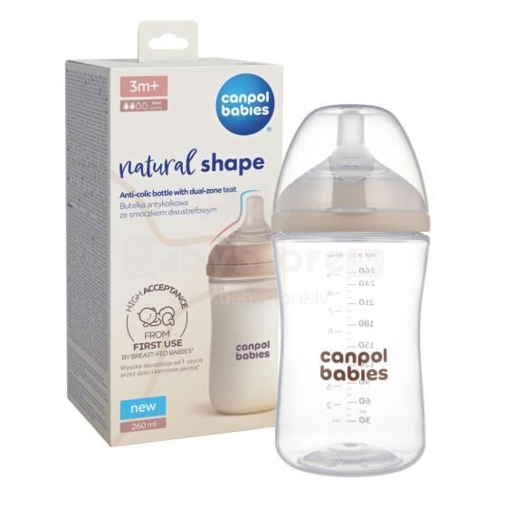 CANPOL 35/401 Natural Shape Bottle with Two-Stage Nipple 260ml
