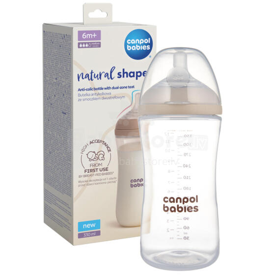 CANPOL 35/402 Natural Shape Bottle with Two-Stage Nipple 330ml