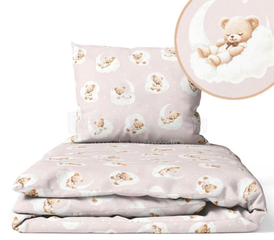 Cover set -  2 pcs - 135x100, 40x60 - BEARS on the CLOUDS - PINK