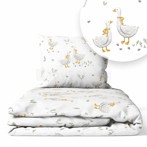 Cover set -  2 pcs - 135x100, 40x60 - GEESE with GREEN LEAF