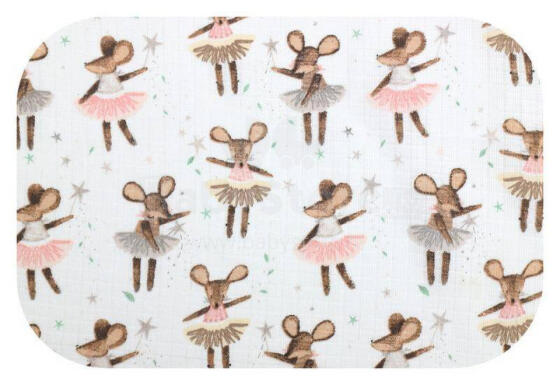 Diaper - 12431 - TETRA PRINT - EGA - BALLERINA MOUSE - BROWN - size 70x80 cm