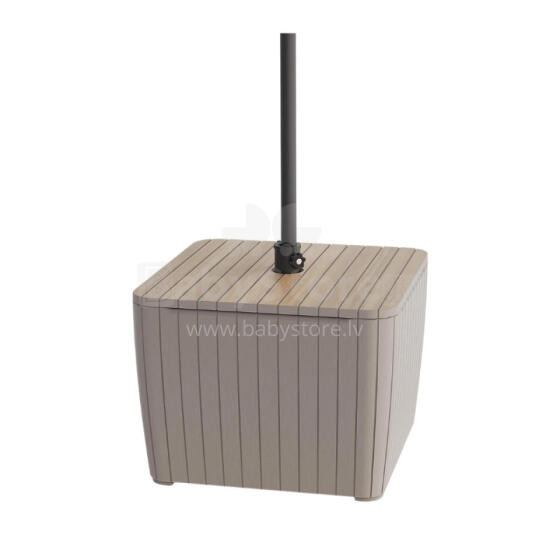 Garden table/umbrella holder Luzon Parasol ash wood tone/beige