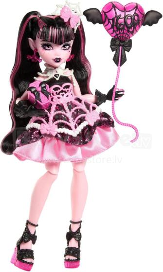 Monster High Scary Sweet Birthday – Draculaura lelle rozā ballītes kleitā ar aksesuāriem