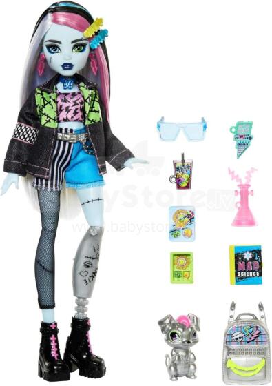 Monster High Frankie Stein Art.HXH73 lelle – elektrizējošs skolas stils ar Watzie un aksesuāriem