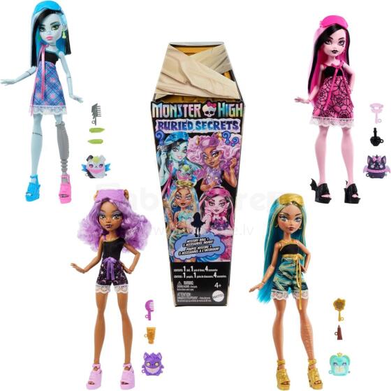 Monster High Buried Secrets – Cozy Creepover pārsteiguma lelle (5 pārsteigumi)