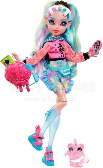 Monster High Lagoona Blue lelle – skolas stils ar kapuci un velosipēda šortiem