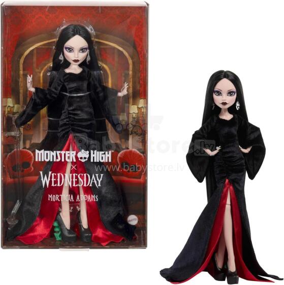Monster High x Wednesday Morticia Addams Doll – Collector Edition with Stand