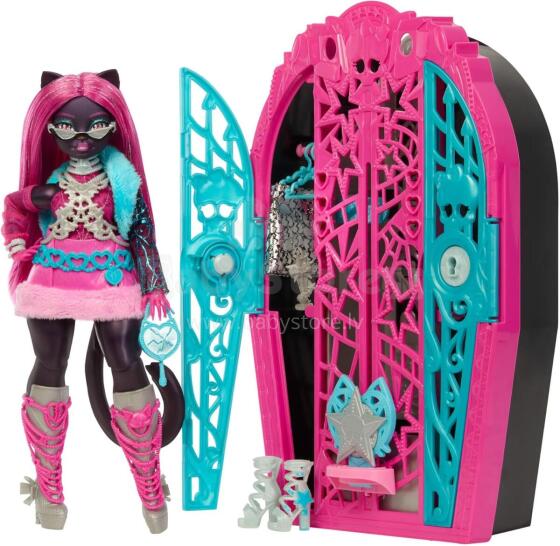 Monster High Skulltimate Secrets Catty Noir – garderobes komplekts ar 19+ pārsteigumiem