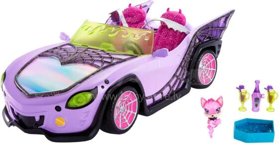 Monster High Ghoul Mobile – Purple Convertible with Spider Web Design & Coffin Ice Cooler