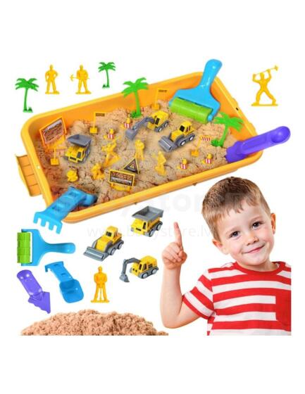 WOOPIE Kinetic Sand Construction Site Set in a Suitcase Vehicles 1kg